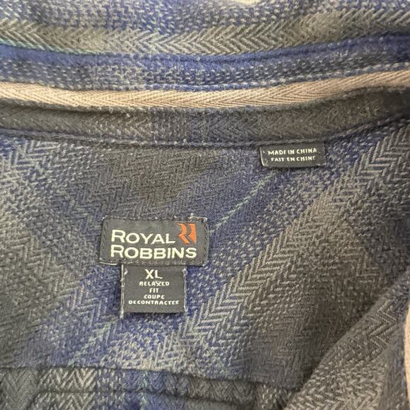 Royal Robbins Blue Gray Plaid Long Sleeve Button Shirt Men’s XL Relaxed Fit - Picture 3 of 7